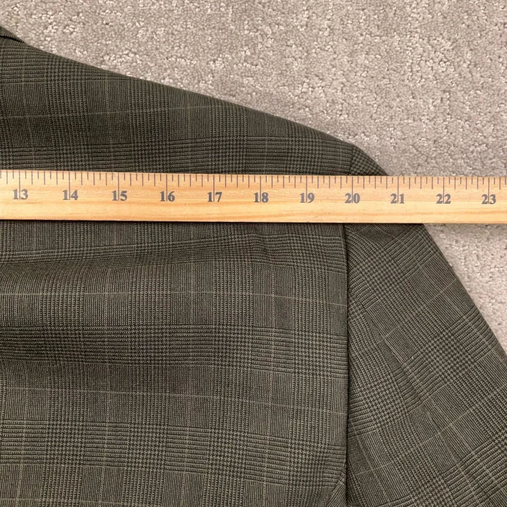 Stafford Blazer Jacket Mens 44R Olive Green Plaid 3-Button Traditional Classic